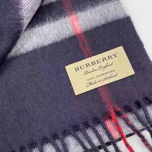 Burberry Charcoal and Crimson Cashmere Scarf